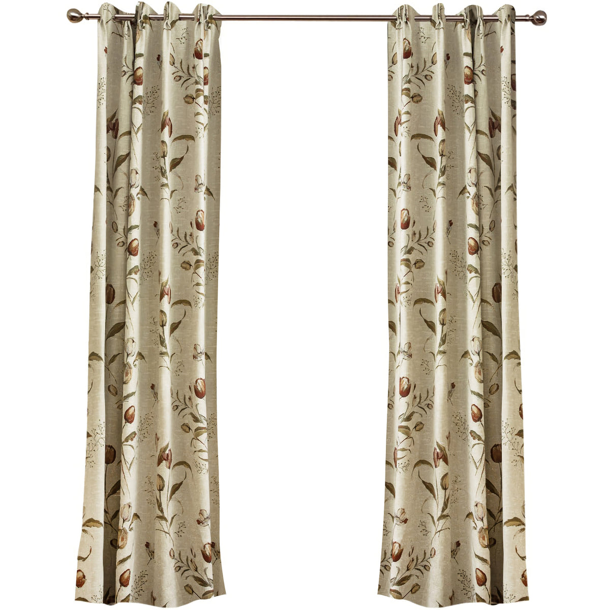 A Pair of Tulip Embroidered Floral Pattern Cotton Blend Bedroom Drapery Panels Curtains for Living Room Farmhouse Window Curtains Custom