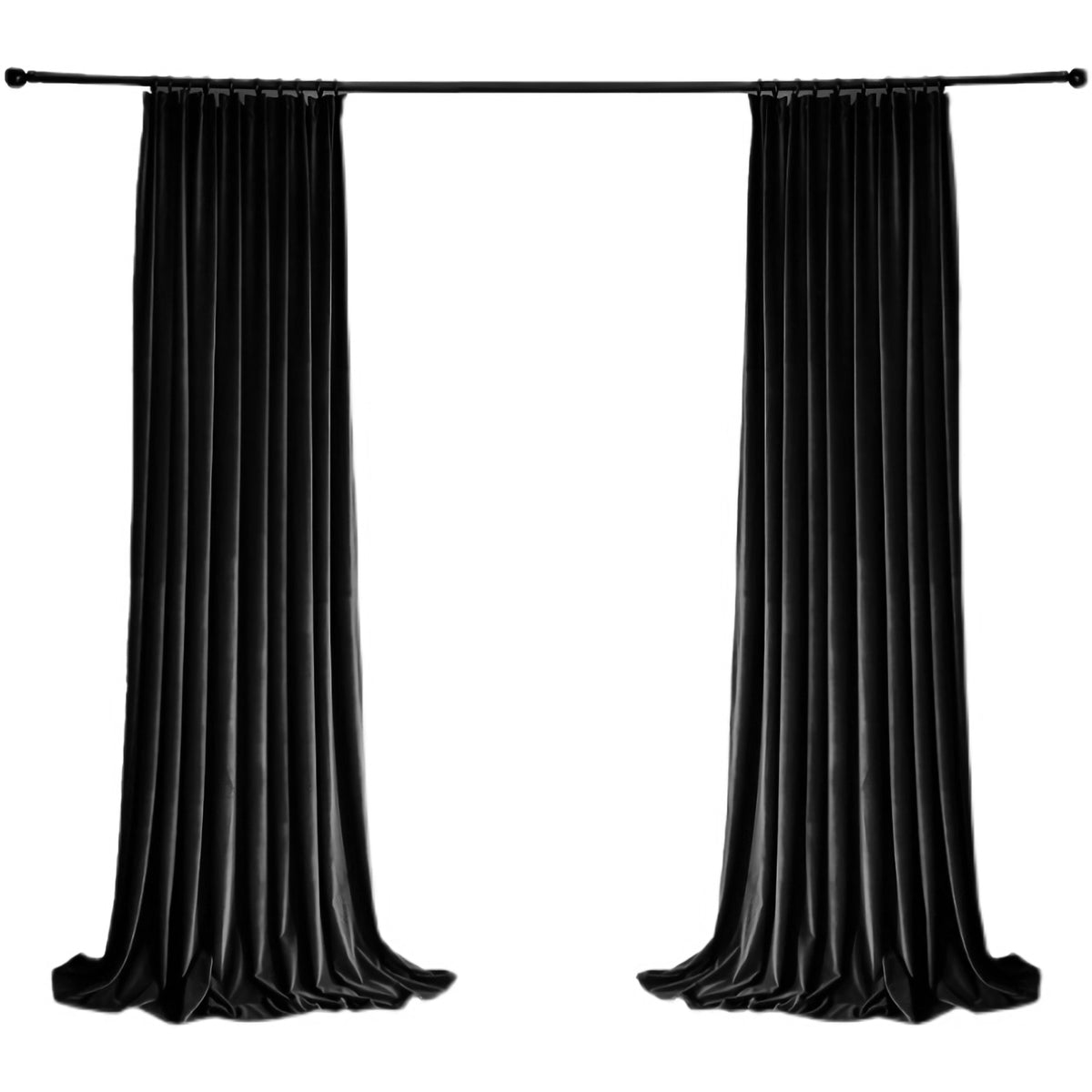 A Pair of Custom Heavy Black Velvet Curtains - Luxurious Drapery Panels for Living Room - 102 Inch Long Velvet Curtains
