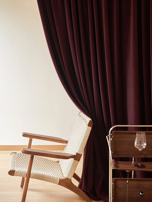 Pair of Jujube red Velvet Curtain/ panel, Dark red Bedroom Velvet Curtains, Living Room Velvet drapes, Waltz Red Extra Long Custom Curtains